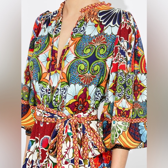 Alice + Olivia Sadie Printed Mini Shirt Dress Multicolor Size 10 NWOT - Picture 8 of 12